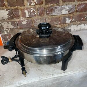 Lustre Craft Electric Skillet 10" Liquid Core Vented Lid SS 17209 Tested Works